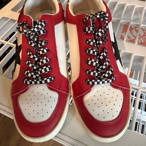 Vintage Havana Red and White Checkered Lace Sneakers
